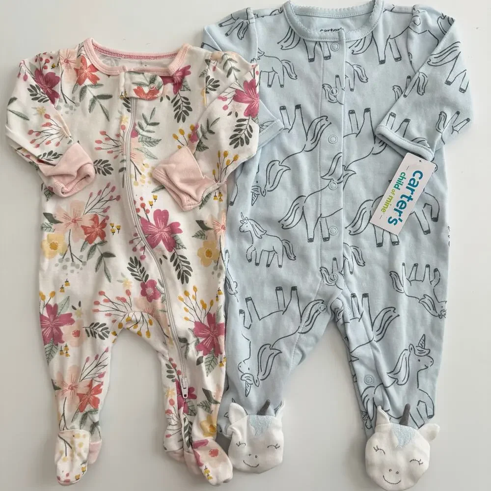 4x Carter’s Cloud Island Wonder Nation Footie PJs pajamas floral unicorn